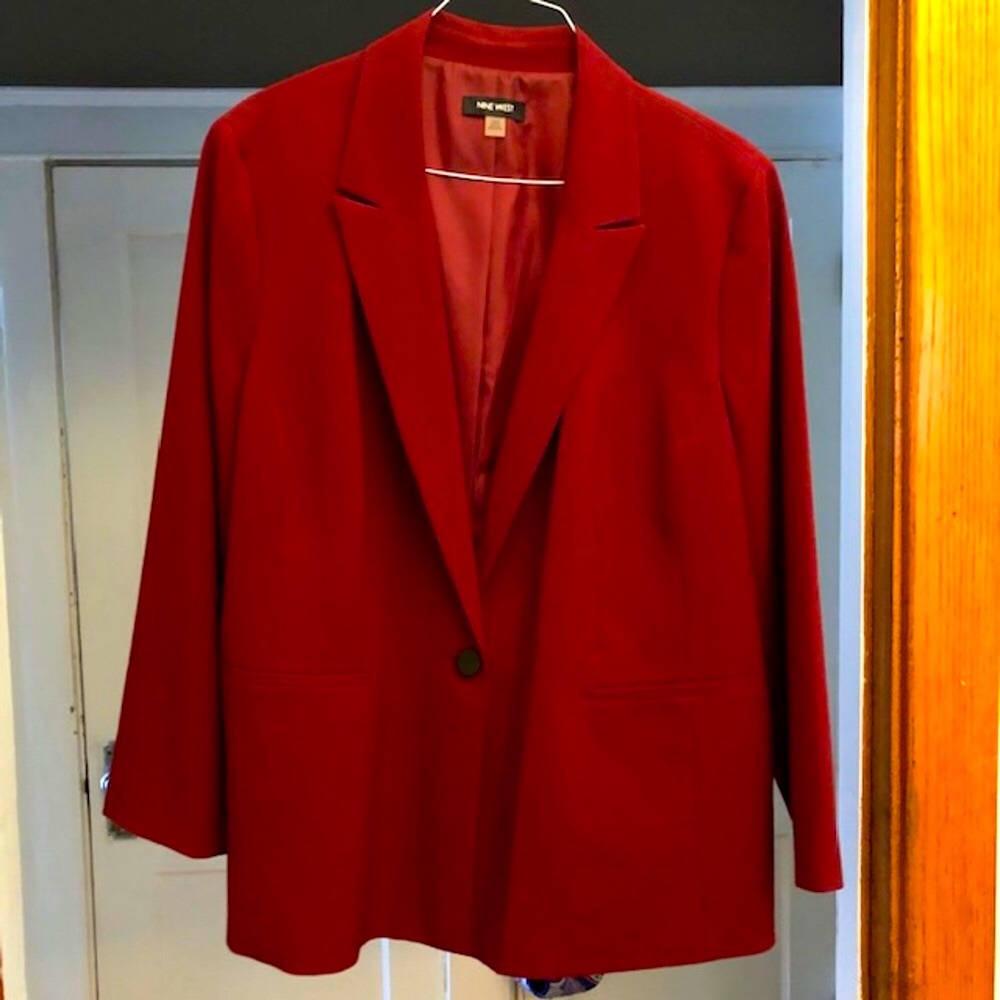 SALE! Nine West Single Button Burgundy Blazer